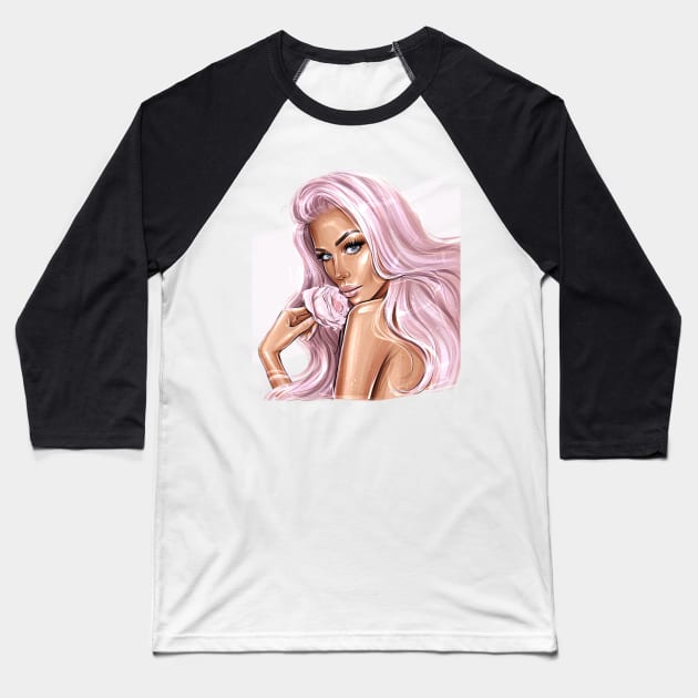 PinkLove Baseball T-Shirt by AllessyArt 